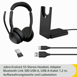 Casti audio Jabra Evolve2 55, stereo, cu microfoane cu anulare a zgomotului, negru - Img 2