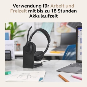 Casti audio Jabra Evolve2 55, wireless, cu ladestation, ANC, negru - Img 5