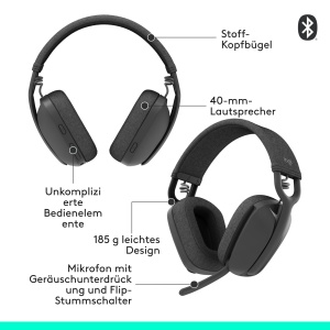 Casti audio Logitech Zone Vibe 100, wireless, 40 mm, usor, cu microfon - Img 7
