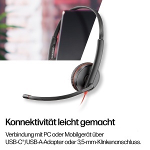 Casti audio Poly Blackwire 3225 cu microfon noise cancelling, USB-C si 3.5mm - Img 5