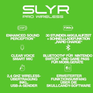 Casti audio Skullcandy SLYR Pro Wireless, NegruVerde, pentru Xbox si PC - Img 2