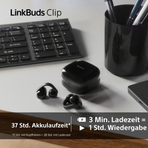 Casti audio Sony LinkBuds Clip, design clip-on, 37 ore autonomie, negru - Img 9