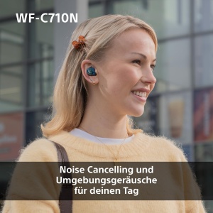 Casti audio Sony WF-C710N, Noise Cancelling, 40h autonomie, Albastru de sticla - Img 3