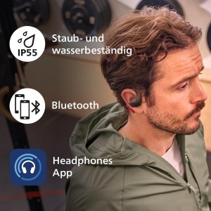 Casti audio sport Philips TAA6709, True Wireless, 28 ore autonomie, IP55, RosuNegru - Img 6