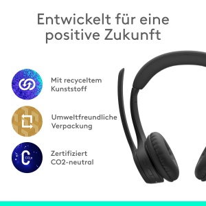 Casti Bluetooth fara fir Logitech Zone 300 cu microfon incl. anulare a zgomotului, compatibile cu Windows, Mac, Chrome, Linux, iOS, iPadOS, Android - Negru - Img 7