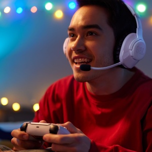 Casti gaming JBL Quantum 360P Over-Ear alb 22 ore autonomie microfon Boom - Img 8
