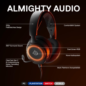 Casti gaming SteelSeries Arctis Nova 3 Hi-Fi 360deg Surround Sound RGB Microfon ClearCast Gen 2 - Img 3