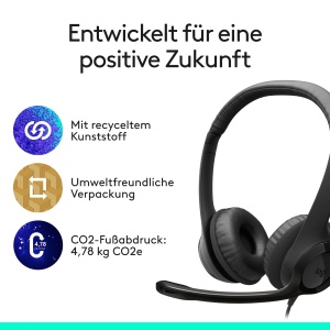 Casti Logitech H390 cu microfon USB sunet stereo negru - Img 7