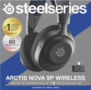 Casti pentru jocuri PS5 fara fir SteelSeries Arctis Nova 5P - Drivere magnetice din neodim - 100+ presetari audio - Durata de viata a bateriei de 60 de ore - 2.4GHz sau BT - ClearCast Gen2.X Mik - Pentru PS4/5, PC, Switch, Mobile - Img 12