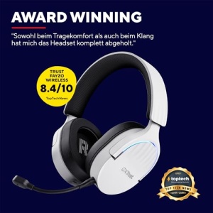 Casti pentru jocuri Trust Gaming GXT 491W Fayzo Bluetooth + 2.4GHz, sunet surround 7.1, durata de viata a bateriei 22H, 35% plastic reciclat RGB Casti over-ear PC Bluetooth fara fir PS5 PS4 Switch, alb - Img 10