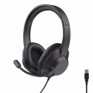 Casti Trust Roha II Max USB-C cu Microfon Over-Ear 85 Plastic Reciclat Negru