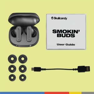 Casti wireless Skullcandy Smokin Buds autonomie 20 ore materiale sustenabile compatibile Bluetooth Negru - Img 9