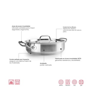 Castron cu capac IBILI, 20 cm, 1.7 l, otel inoxidabil, inductie - Img 2