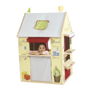 Casuta de joaca pentru copii Roba Spielhaus, din lemn masiv, cu accesorii incluse