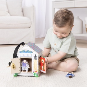Casuta din lemn pentru copii Melissa Doug, cu sonerii, 4 figurine, multicolor - Img 7
