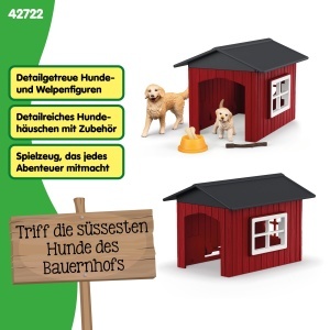 Casuta pentru caini schleich Farm World cu Golden Retriever si pui, 9 piese - Img 3