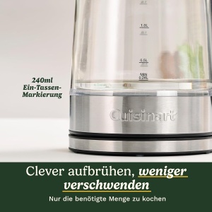 Cazan cu apa Cuisinart 1,7L, 3KW, sticla si otel inoxidabil - Img 4