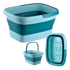 Cazi pentru picioare pliabila Relaxdays, 17 litri, turcoaz, cu maner