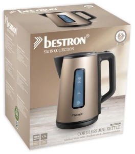 Ceainic Bestron cu baza la 360deg, inclusiv oprire automata a fierberii si protectie la functionarea uscata, capacitate de 1,7 litri, 2200 wati, AWK1000SAT, culoare: bej deschis - Img 3