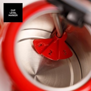 Ceainic electric Taurus Vintage Compact Red | 2400 W | 1 L | Baza 360deg | Oprire automata | LED | maner ergonomic | Viziera de apa | Otel inoxidabil | Indicator de cupa | Rosu - Img 4