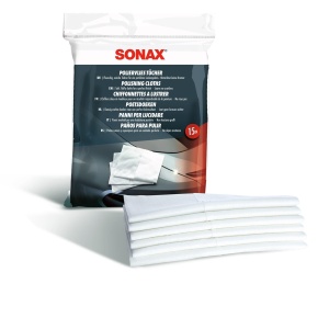 Cearceafuri de Polisat SONAX PolierVliesTucher, 15 bucati, material moale, rezistent la solventi