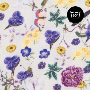 Cearsaf pentru patut bebe hauck 60x120 cm, Musselin, Bej Floral - Img 6