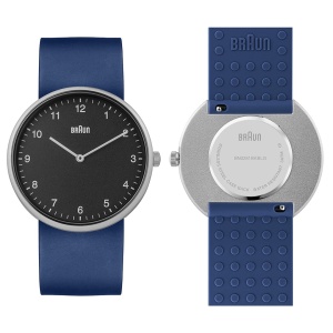 Ceas analogic Braun BN0281BKBLG, 38 mm, cu bratara din piele neagra si bratara din silicon albastru - Img 4