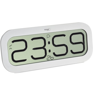 Ceas digital de perete TFA Dostmann 60.4514.02, cu 5 sunete, alb