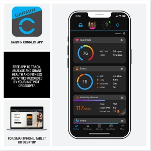 Ceas inteligent Garmin Instinct Crossover, negrusilver, bratara silicon, 40 sporturi - Img 5