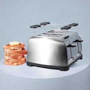 Cecotec Prajitor de paine vertical 4 fante scurte Toastin time 1700 Double Inox 1700 W 4 felii de paine fanta lata 38 cm 2 accesorii pentru chifle si  - Img 5