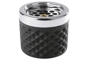 Cenusa din metal verchromat APS, cu sticla matuita, 9.5 cm, negru