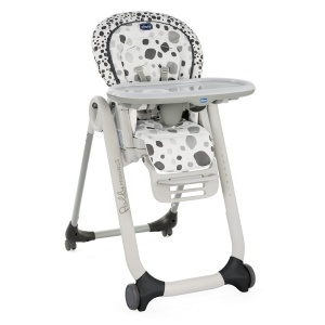 Chicco Polly Progres5 Scaun inalt reglabil de la nastere pana la 3 ani (15 kg), Scaun inalt pentru copii cu functie de inclinare si scaun inaltator, cu 4 roti si inchidere compacta