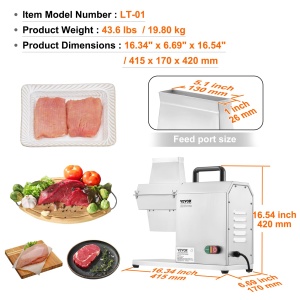 Ciocan electric pentru carne VEVOR LT-01, 450W, 54 lame din otel inoxidabil - Img 7