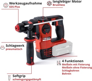 Ciocan Rotopercutor Einhell HEROCCO 1820 SDS-plus Motor Brushless 22 J - Img 3