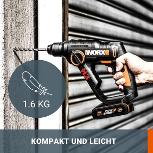 Ciocan rotopercutor WORX WX390, 20V, 3-in-1, compact, usor - Img 3