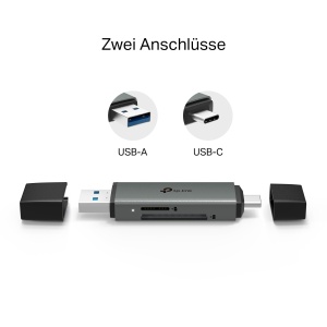 Cititor SD TP-Link UA430D, USB 3.0, 2-in-1 Type-C Type-A, 200 MBs - Img 2