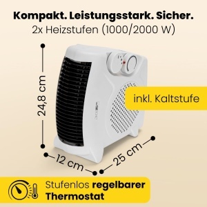 Clatronic HL 3838 Aeroterma compacta 2000W cu functie de ventilator si protectie la supraincalzire - Img 6