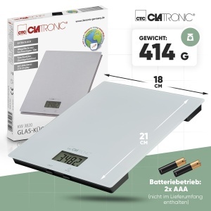 Clatronic KW 3820 Cantar de bucatarie digital Alb Sticla de calitate Tara - Img 7