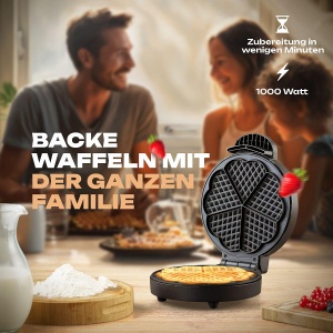 Clatronic(r) Aparat vafe | cu suprafata de copt antiaderenta O 18cm | Forma de inima de fier de vafe | Grad reglabil continuu de rumenire si coacere semafor | Aparat de vafe cu incrustatie din otel inoxidabil | 1000W | WA 3492 - Img 2