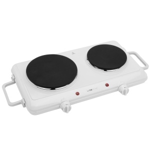 Clatronic(r) Plita dubla pentru camping, bucatarie sau birou | 2 placi O aprox. 180 mm si 150 mm | Pliant cu 2 termostate fara trepte si 2 lumini indicatoare | lac rezistent la caldura | DKP 3583