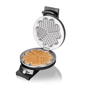 Cloer 180 Fier de vafe pentru o vafa cu inima, 930 W, dimensiune vafe 16 cm, placi grele de copt, semnal optic si acustic, metal, negru - Img 3
