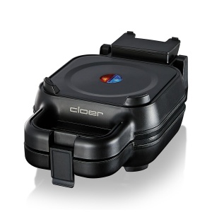 Cloer 6150 Fier de tort pentru vafe, fier de vafe pentru vafe umplute, mini vafe 11,5 cm O sau cu inel distantier pentru umpluturi XXL, acoperire antiaderenta, 800 W, negru - Img 3