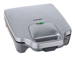 Cloer 6269 Sandwich Maker XXL, 1800 W, pentru 4 sandvisuri, paine prajita americana, umplutura XXL, mesaj optic gata, argintiu - Img 2