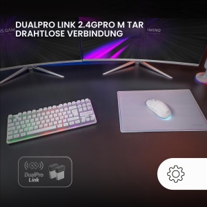 Combo gaming Mars Gaming MCPWTKL, tastatura TKL RGB, mouse wireless 3200 DPI, alb - Img 2