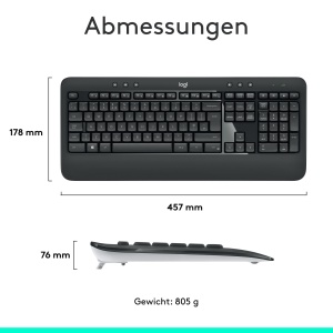 Combo Tastatura si Maus Logitech MK540 Advanced, Wireless, Ergonomica, Cu Unificare USB - Img 7