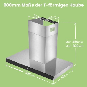 COMFEE CHW 79M77A3 A Hota de recirculare a aeruluiaerului evacuat de 90cm hota cu 650m3h Putere de aspiratie puternica 4 viteze control tactil si cont - Img 7