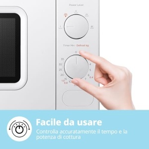 COMFEE Cuptor cu microunde alb 20 litri 700 W 5 niveluri de putere dezghetare rapida temporizator manual design compact - CM-M202CCWH - Img 4