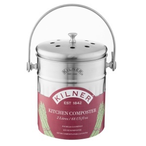 Compostor de Bucatarie KILNER 2 L din Otel Inoxidabil cu Filtru Activ de Carbon - Img 1