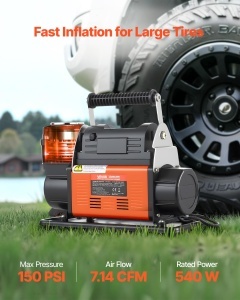 Compresor auto portabil VEVOR YD-127-AI, 12V, 540W, 10.3 bar, 202 Lmin - Img 2