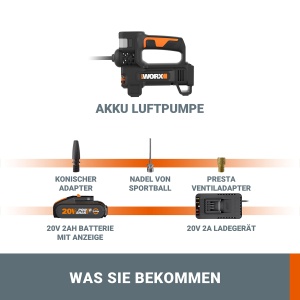 Compresor portabil Worx WX092 20V 150 PSI LED multifunctional - Img 6